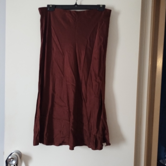 RAILS Copper Brown Satin Slit Skirt XL - Picture 5 of 5